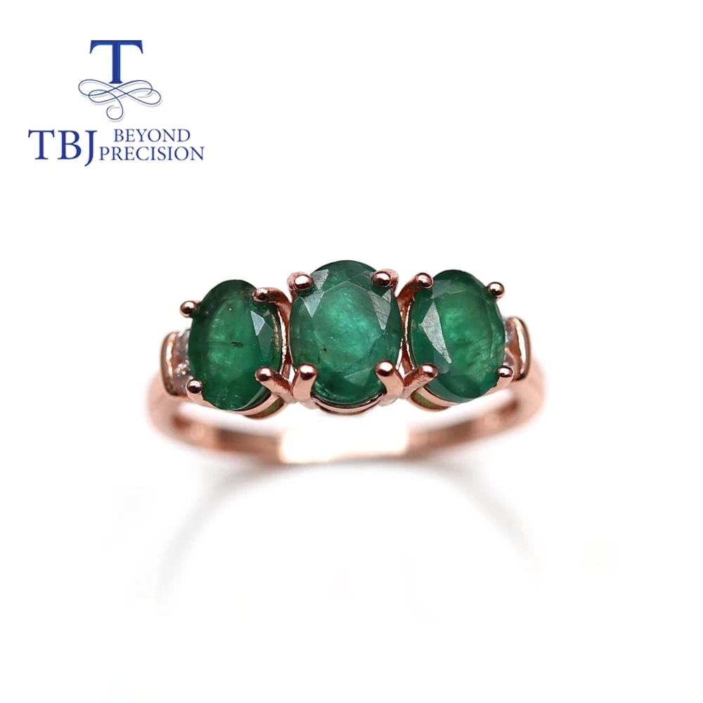 

TBJ Natural emerald ring earrings jewelry set 925 sterling silver light luxury women's Fine jewelry the best anniversary gift