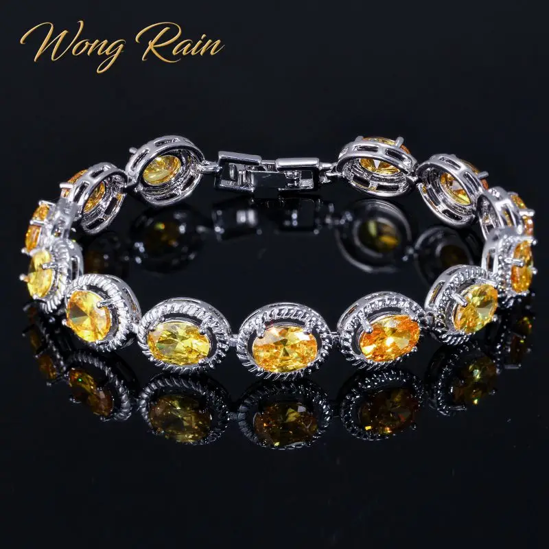 

Wong Rain Vintage 100% 925 Sterling Silver Citrine Topaz Sapphire Morganite Gemstone Birthstone Bangle Charm Bracelets Wholesale