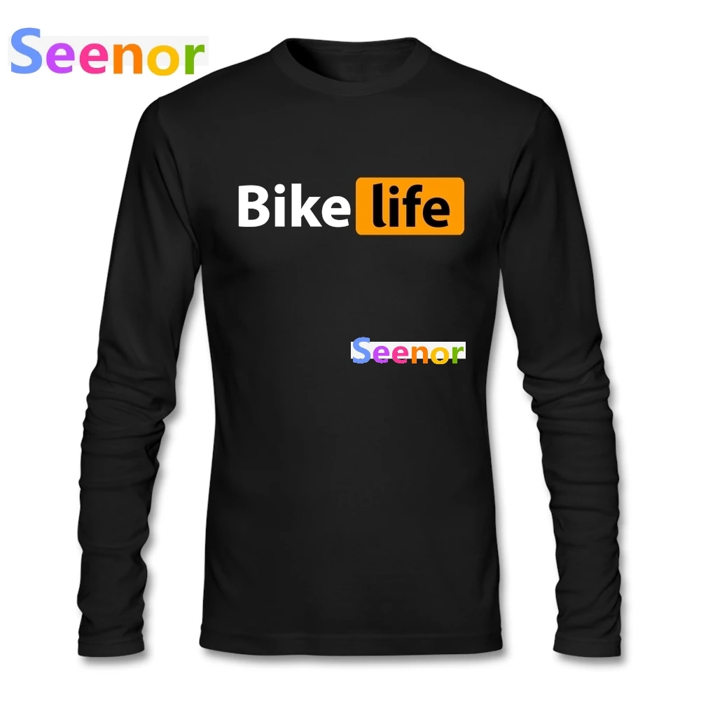 Новое поступление, мужские футболки с длинным рукавом, Bikes Life Hub, с графическим логотипом, хипстерские футболки, облегающие, хлопковые, мужские футболки - Цвет: Черный