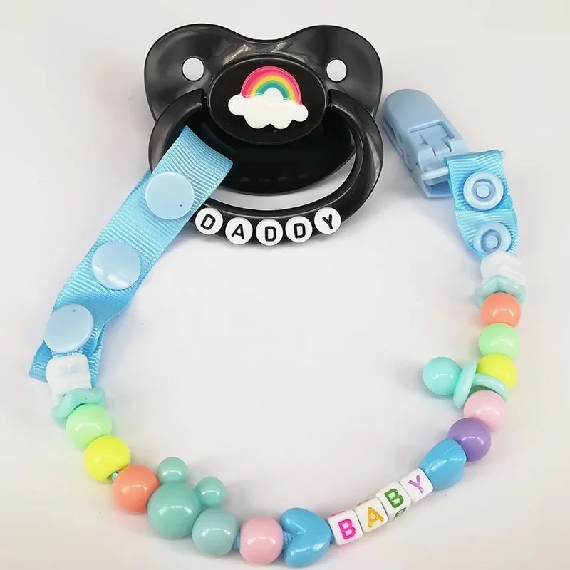 

Ddlg Little Girl Baby Pacifier Clip Chain and Adult Baby Pacifier ABDL Dddy Dummy Pacifier Chain Clip Holder