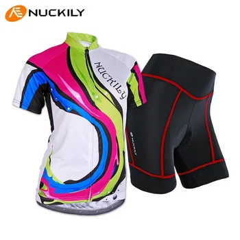 

NUCKILY Color Cycling Short Sleeve Women's Summer Breathable Cycling Jersey Suit Riding Outdoor Clothing