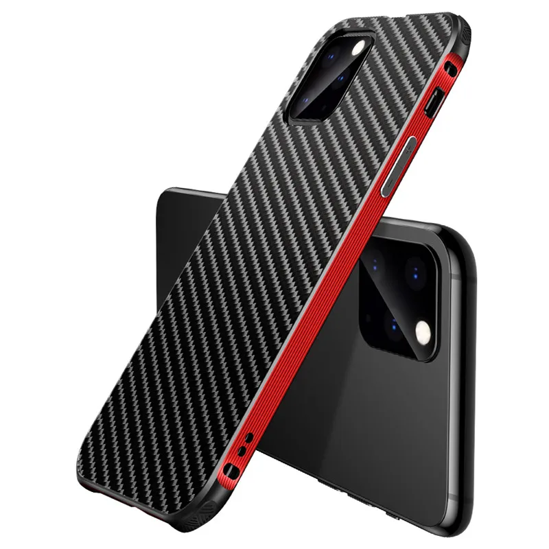 Тонкий чехол для iPhone 11 Pro Max X XS Max XR 7 8 Plus, минималистичный прочный плотно прилегающий чехол из углеродного волокна, Fundas