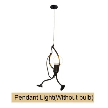 

Cartoon LED Pendant Light Dining Room Iron Vintage Adjustable Height Art Home Decor Little People Hanging Lamp Mini For Bedroom