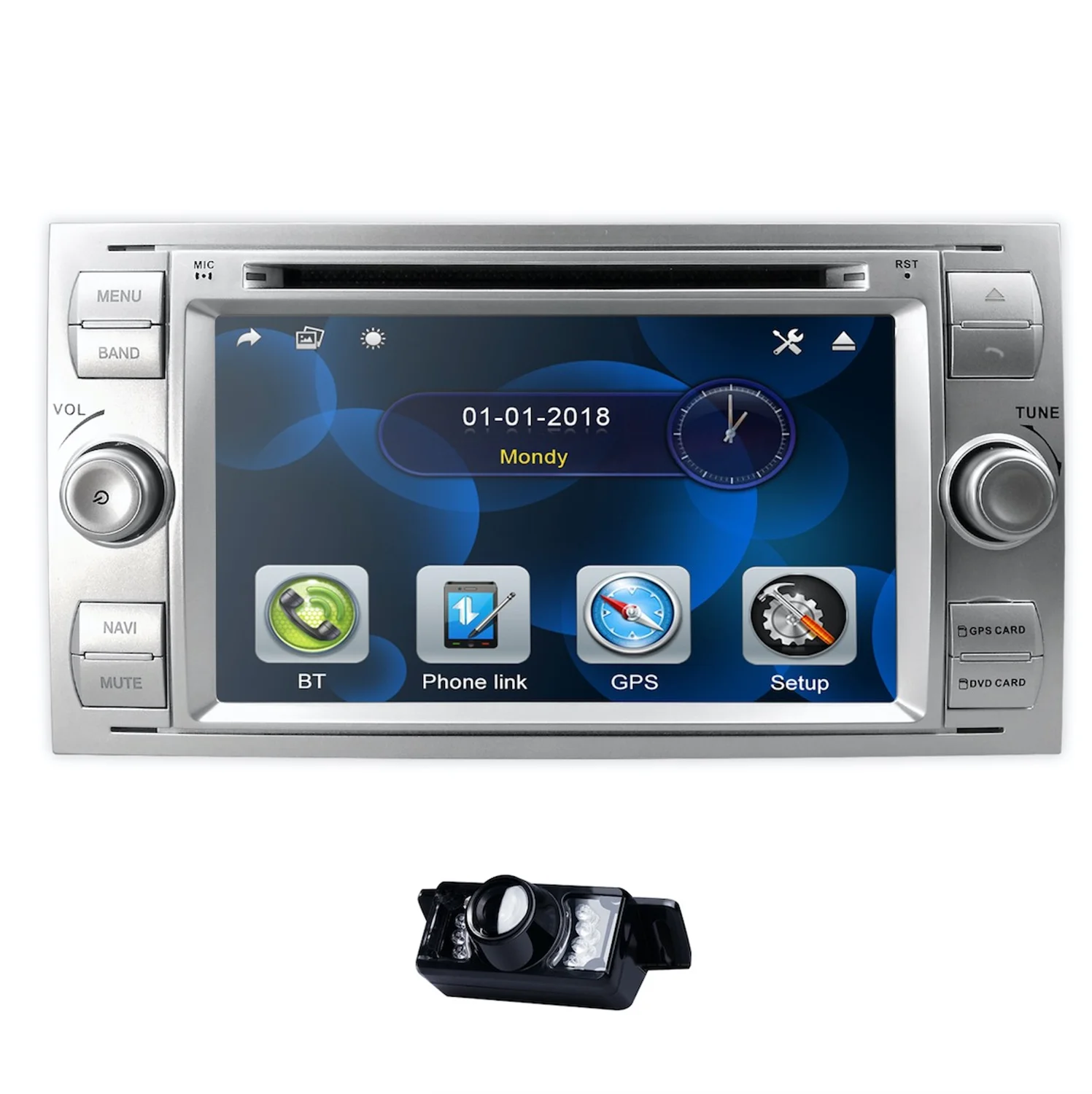 Автомобильный DVD " gps для Ford Focus Transit C-MAX Mondeo Fiest GPS навигация Зеркало Ссылка DAB+ задняя камера 16 Гб карта - Цвет: Silver