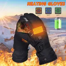 2шт мужские Зимние перчатки для катания на лыжах 3600mAh перчатки с подогревом на батарейках мотоциклетные велосипедные зимние Термические перчатки уличные водонепроницаемые