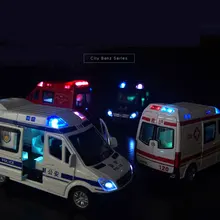 

Alloy Diecast Car Model 1:32 Alloy Police Car Ambulance Model Sound and Light Toy Pull Back Car Collection Model Boy Gift
