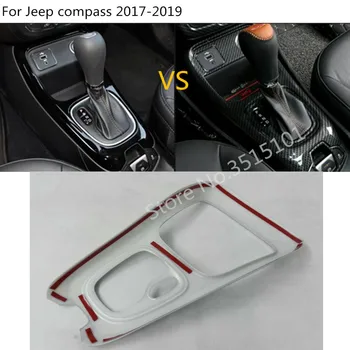 

Car Styling ABS Chrome / Carbon Fiber Middle Front Shift Stall Paddles Cup Frame Trim Hoods For Jeep Compass 2017 2018 2019 2020