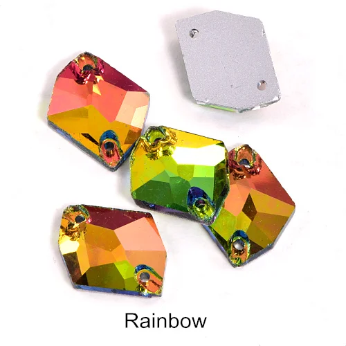 Rainbow 5 размеров космические Формы разноцветные стеклянные пришивные стразы с плоской задней частью прозрачные AB пришивные стразы с 2 отверстиями для одежды B0681 - Цвет: Rainbow
