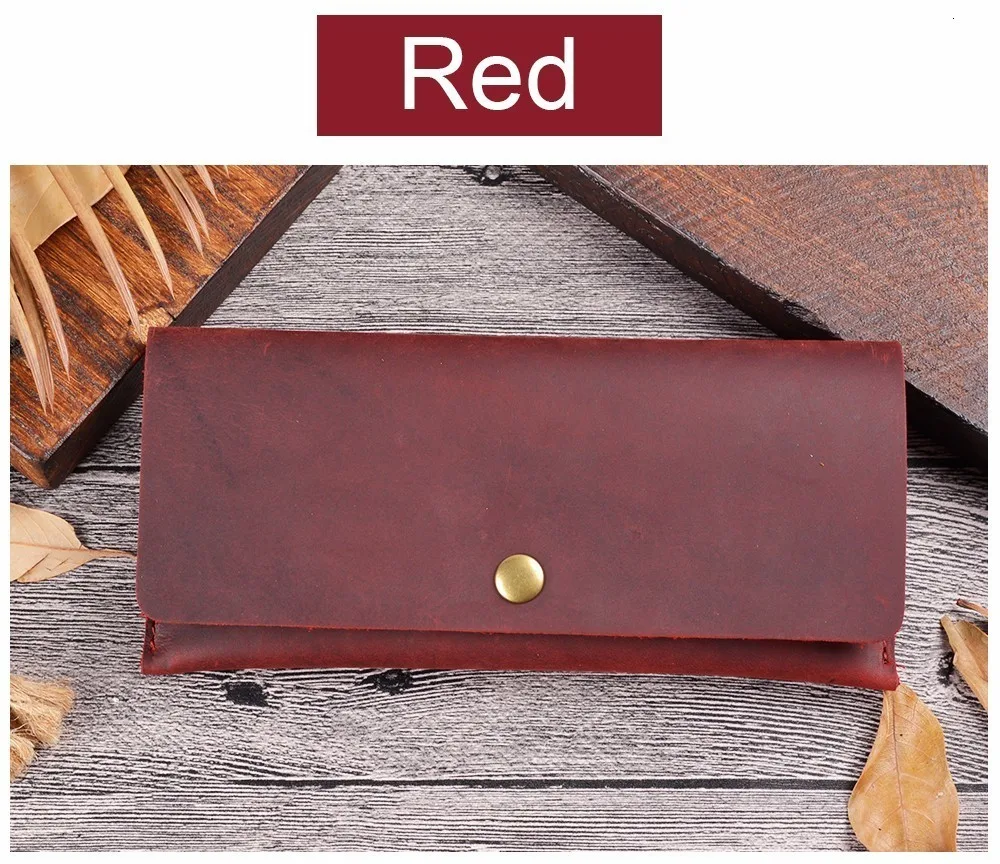 50 pieces / lot 19.5x9.5 cm Genuine Leather Long Wallet Men Bifold Men Wallet Vintage ID Card Holder Purse For Male Gifts