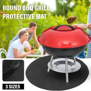 

Round BBQ Grill Protective Mat Oil-proof Non-slip Floor Rug Outdoor Garden Patio Floor Splatter Protection Reusable Mats 3 Sizes