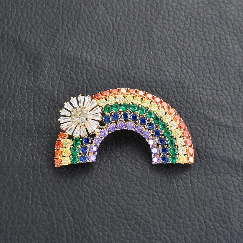 

Europe And America-Style Hot Sales Creative Versatile Colorful Rainbow Diamond Set Brooch Accessories