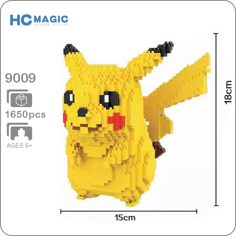 HC 9009 Пикачу Желтый Mosue 3D модель 1650 шт. DIY Мини Алмазные строительные маленькие