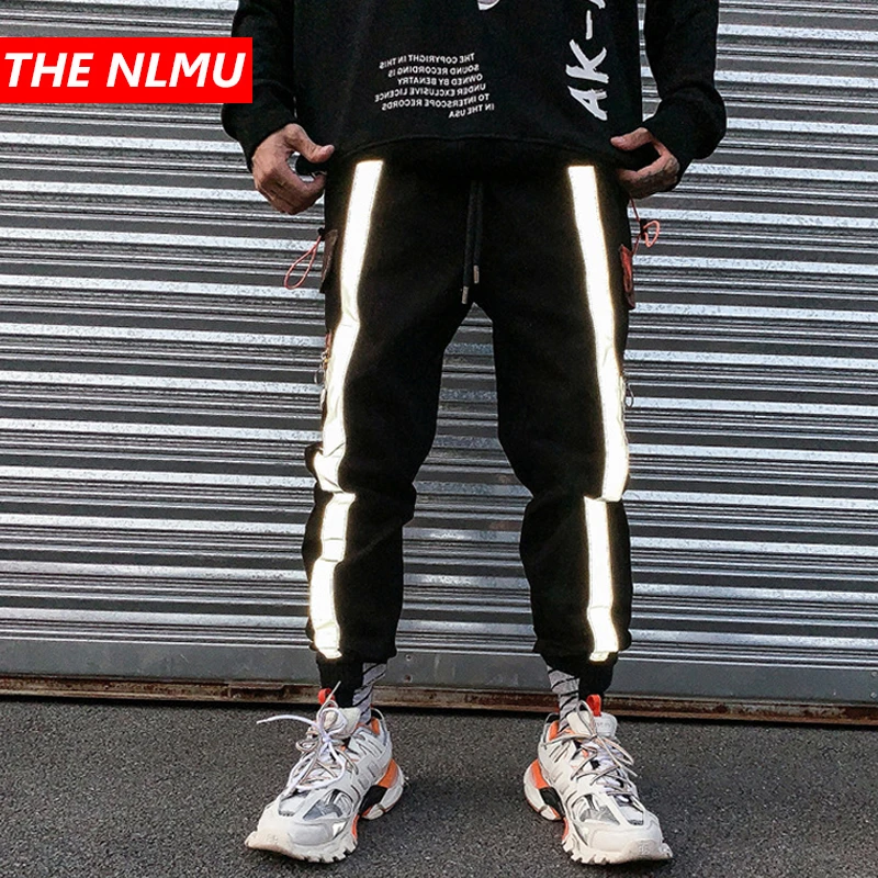 

Reflective Design Cargo Harem Pants Mens Casual Jogger Streetwear Hip Hop 2019 Trousers Male Elastic Waist Joggers WG540