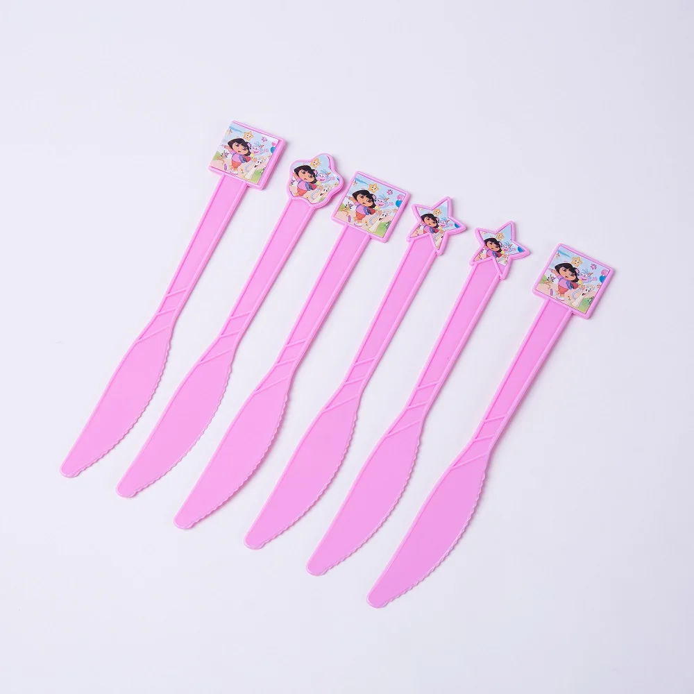 Dora Birthday Party Decoration Kids Girl Balloon Straw Napkin Cup Plate Disposable Tableware Set Balloon Birthday Party Supplies 