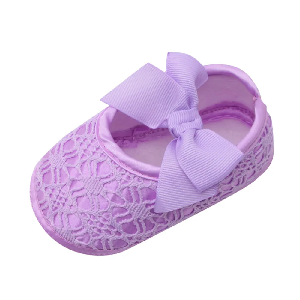 Новое поступление для новорожденных и маленьких девочек, Мягкая обувь Повседневное мягкая подошва, не скользят, удобные, с бантом, обувь для колыбельки Милая обувь для новорожденных