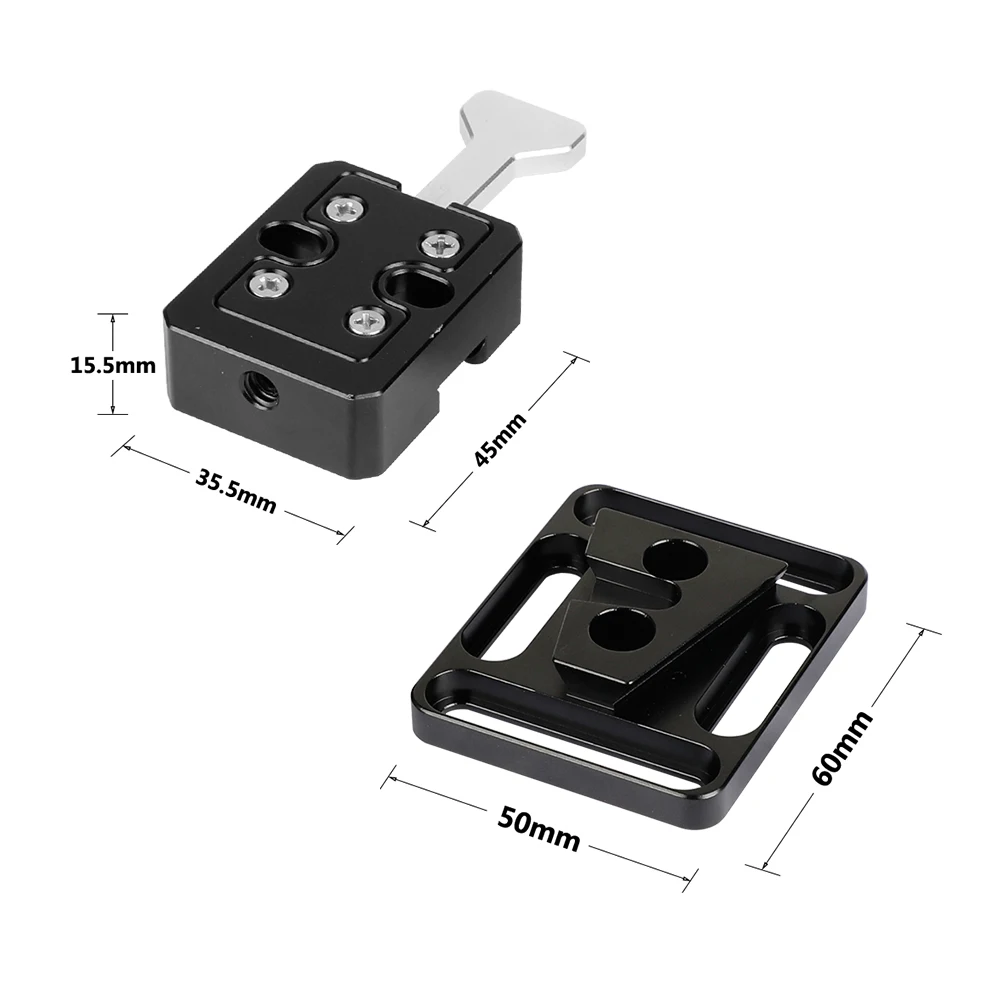 Quick Release Male V-Lock Plate + Female V-Lock Quick Release Plate With 1/4"-20