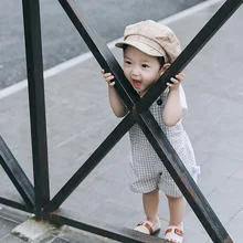 Новинка года; сезон лето; детская одежда; хлопковый сарафан в клетку для малышей; брюки на подтяжках для мужчин и женщин