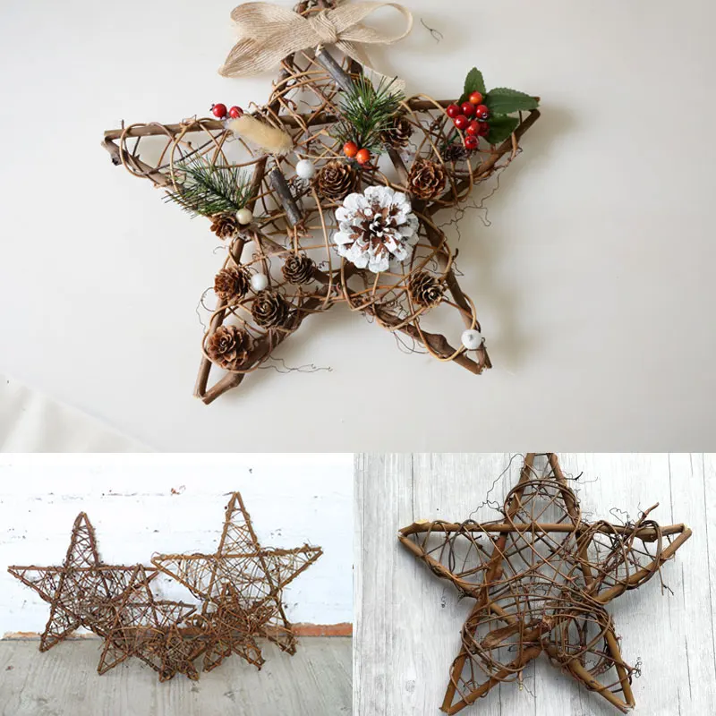 Christmas tree star DIY rattan ball Christmas birthday party home wedding party decoration supplies children gifts
