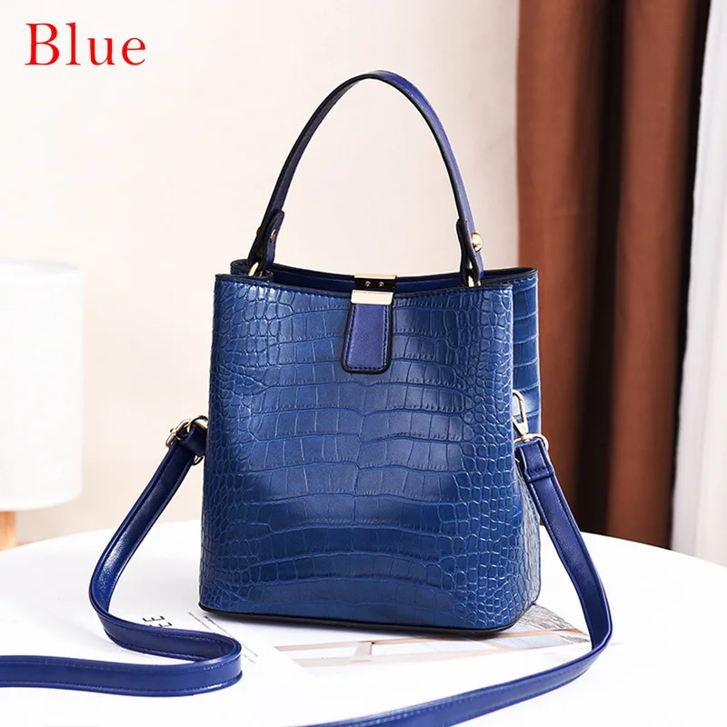 Blue 2 SHUJIN, женские сумки из кожи аллигатора большой емкости, сумки с узором «крокодиловая кожа», повседневные сумки из крокодиловой кожи на плечо, сумки-мессенджеры из искусственной кожи - Цвет: Blue 2