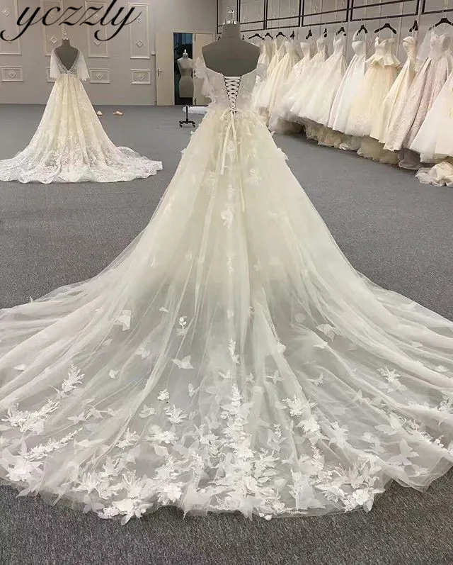 Robe De Mariee сексуальное свадебное платье русалки с открытыми плечами со съемной юбкой длинное свадебное платье с бабочкой YW24