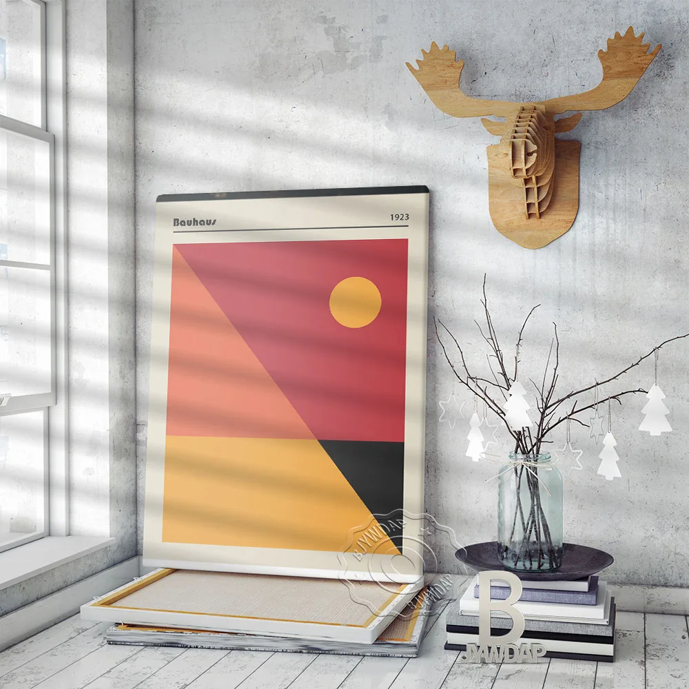 Bauhaus Graphic Design Prints Poster, Red Yellow Black Geometric Patterning Wall Art, Home Wall Decor _ - AliExpress Mobile