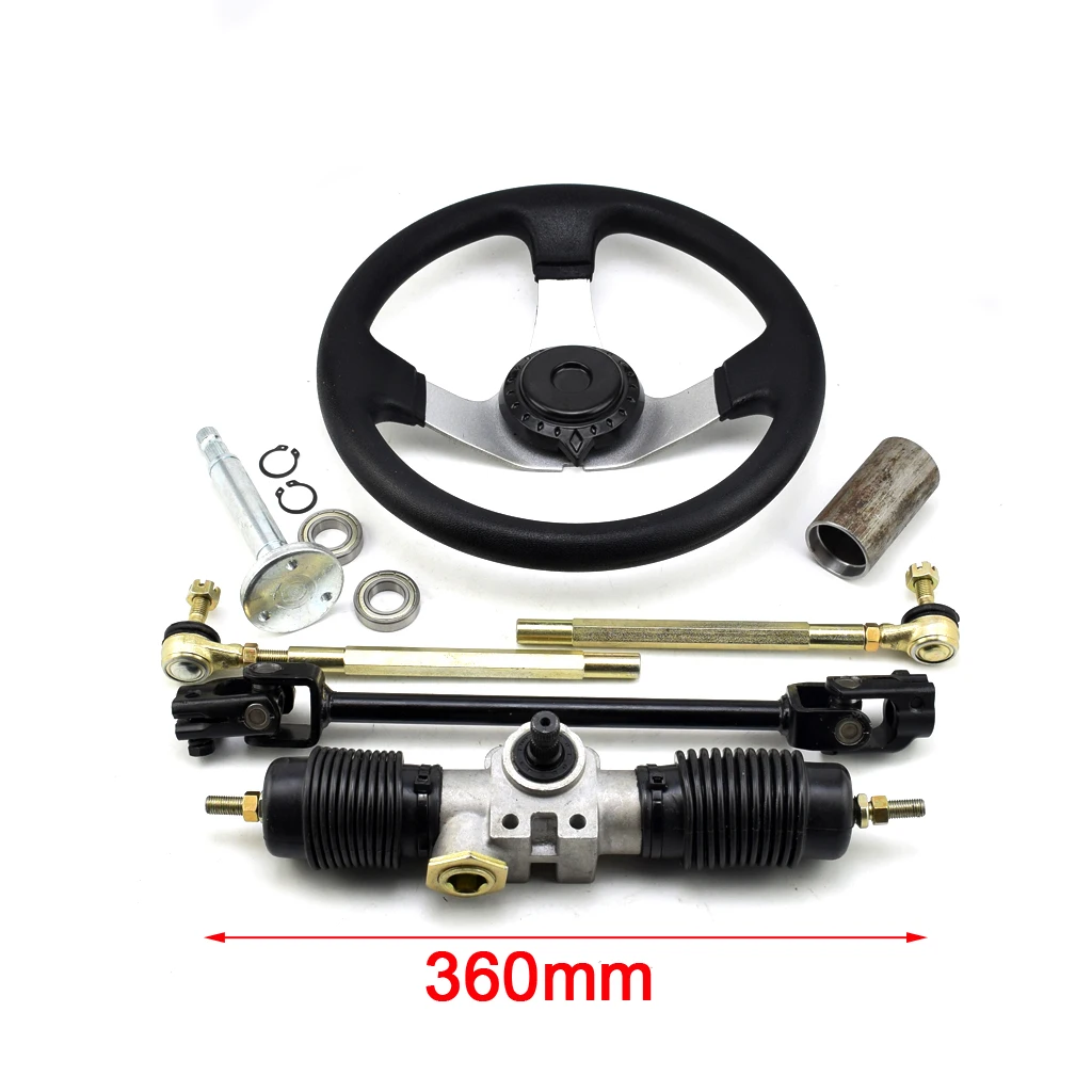 300mm 스티어링 휠 360mm 파워 기어 샤프트 380mm U 조인트 타이로드 너클 어셈블리, DIY 중국 카트 버기 ATV ...