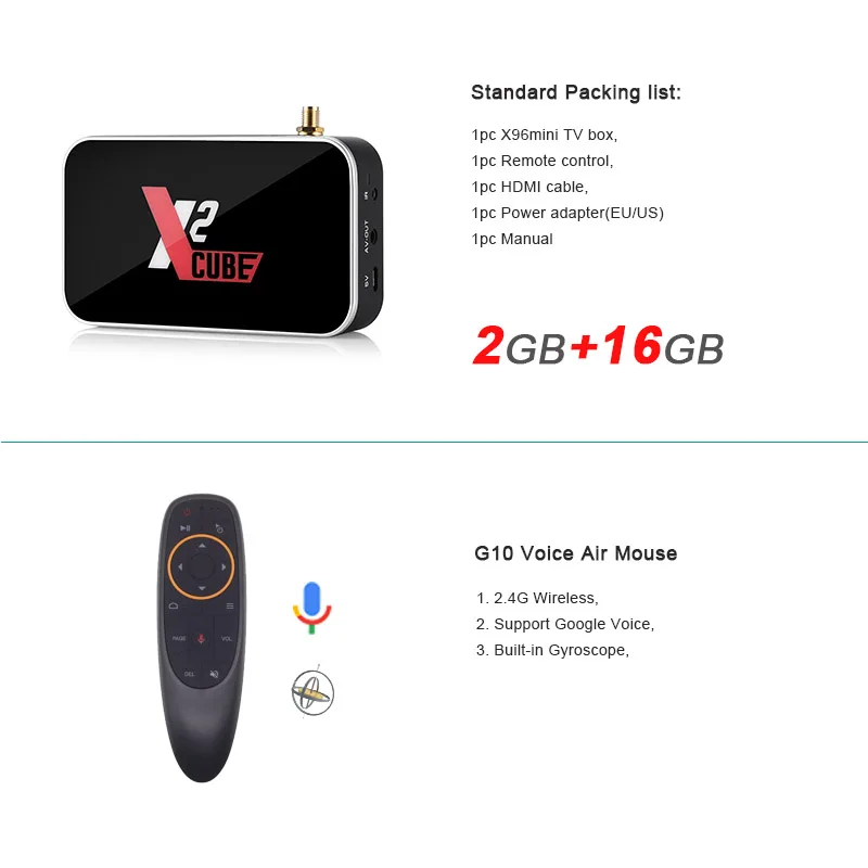 2GB 16GB add G10 Ugoos X2cube Smart Android 9,0 ТВ-бокс Amlogic S905X2 2 Гб DDR4 16 Гб телеприставка 2,4 г/5 г WiFi 1000 м Lan 4K медиаплеер - Цвет: 2GB 16GB add G10