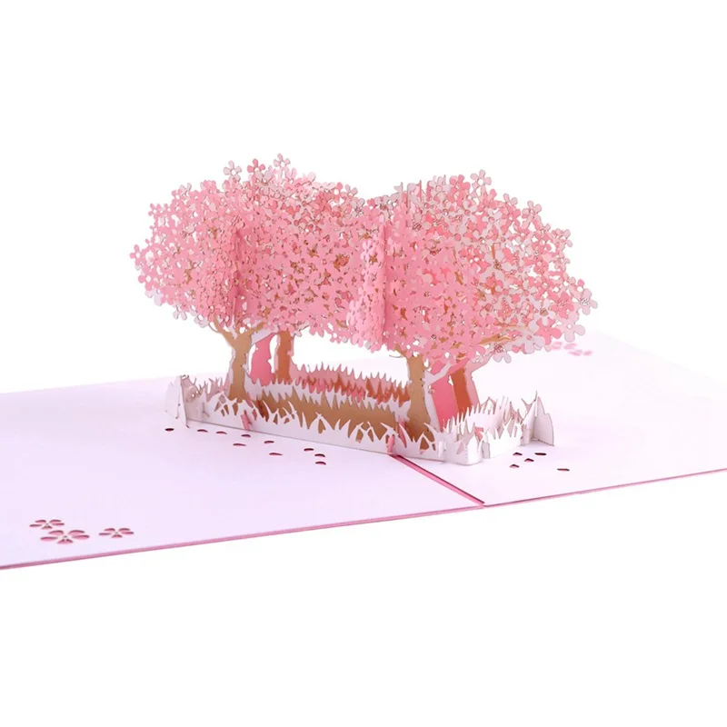  10pcs 3D laser cut sakura pop up cards thank you card greeting card wedding invitations favor Valen - 4.00034E+12