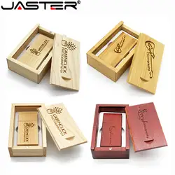 JASTER Дерево орех флэш-накопитель памяти. usb 2,0 4 ГБ/8 ГБ/16 ГБ/32 ГБ/64 Гб/128 ГБ версия, может гравировать логотип компании на ключ и коробку