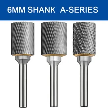 

6mm Shank Carbide Burr Bit Rotary File Tungsten Steel Grinder Double Single Cut Engraving Heads For Grinding Metal Wood Carving