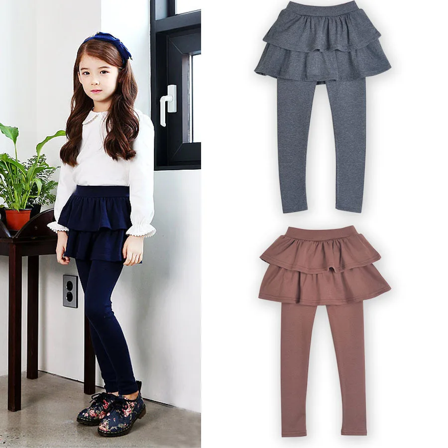 

Childrenswear Spring And Autumn Korean-style Girls' Culottes Fake Two-Piece Female Baby Spring Pants Children Elasticity Culotte