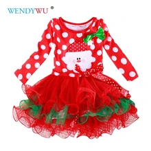 WENDYWU/рождественское платье с фатиновой юбкой платье в горошек с Санта-Клаусом для маленьких девочек Детские платья для свадебной вечеринки, Sukienka Dziewczynka