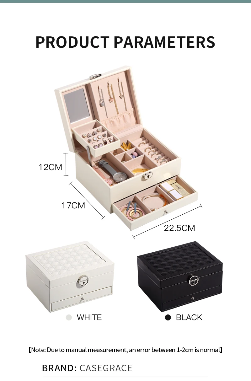 Jewelry Box Organizer 3 Layers Leather Drawer Storage Gift Display Case For Earrings Necklace Holder Jewellery Packaging Boxes