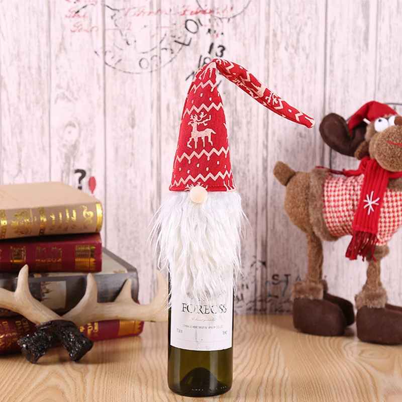 Рождественское украшение крышка бутылки вина набор Санта Клаус Снеговик для бутылки крышка сумка год Рождество ужин Вечеринка рождественские аксессуары