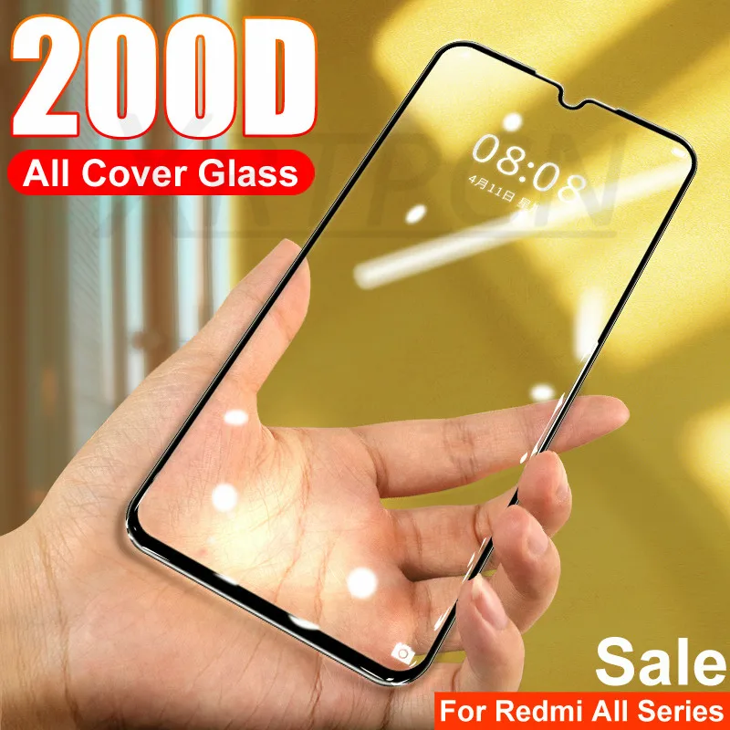 

200D Protective Glass On For Xiaomi Redmi 8 8A 7 7A 6A S2 Screen Protector For Redmi Note 8T 6 7 8 Pro Tempered Glass Film Case