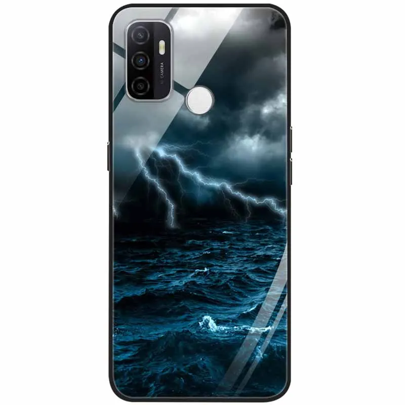 oppo phone back cover For OPPO A53s Case A53 Glass Tempered Hard Fashion Back Cover for OPPO A53 A 53s Phone Cases Luxury Bumper on for oppoA53 Coque oppo flip cover Cases For OPPO