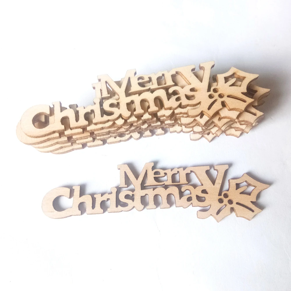 

Craft accessories with Christmas pattern Natural wood Scrapbooking for hand sewing DIY home decoration 10 pieces 21x92mm