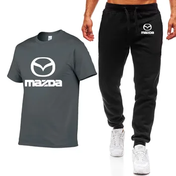 

Fashion Summer Men T Shirts for Mazda Car Logo Print HipHop Casual Cotton Short Sleeve high quality T-shirt pants suit Men ClotK