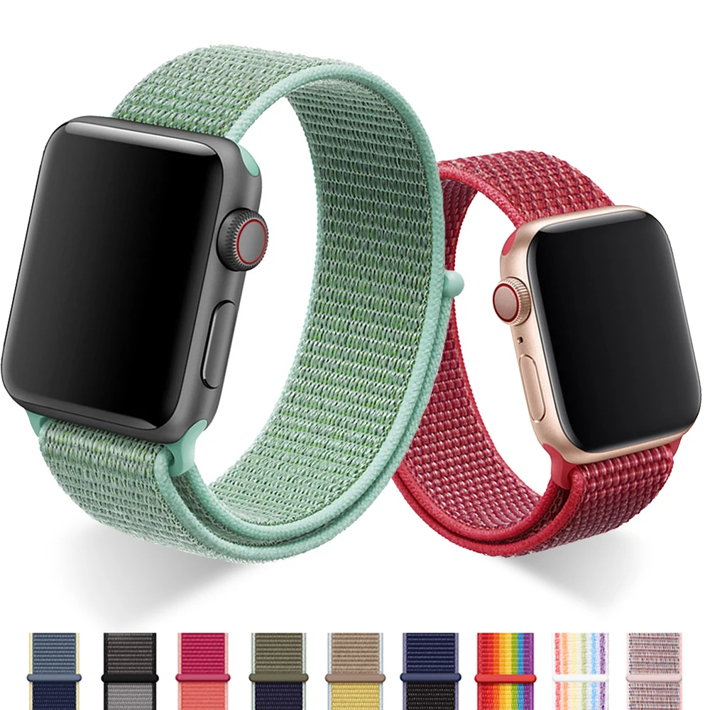 

Nylon Soft Breathable Replacement Strap Sport Loop for iwatch series 4 5 40MM 44MM Band For Apple Watch Series 3/2/1 38MM 42MM