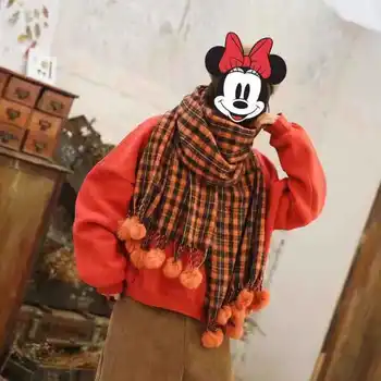

Rabbit hair ball plaid scarf female autumn and winter Korean version of students hundred set cashmere two soft sister girl neck