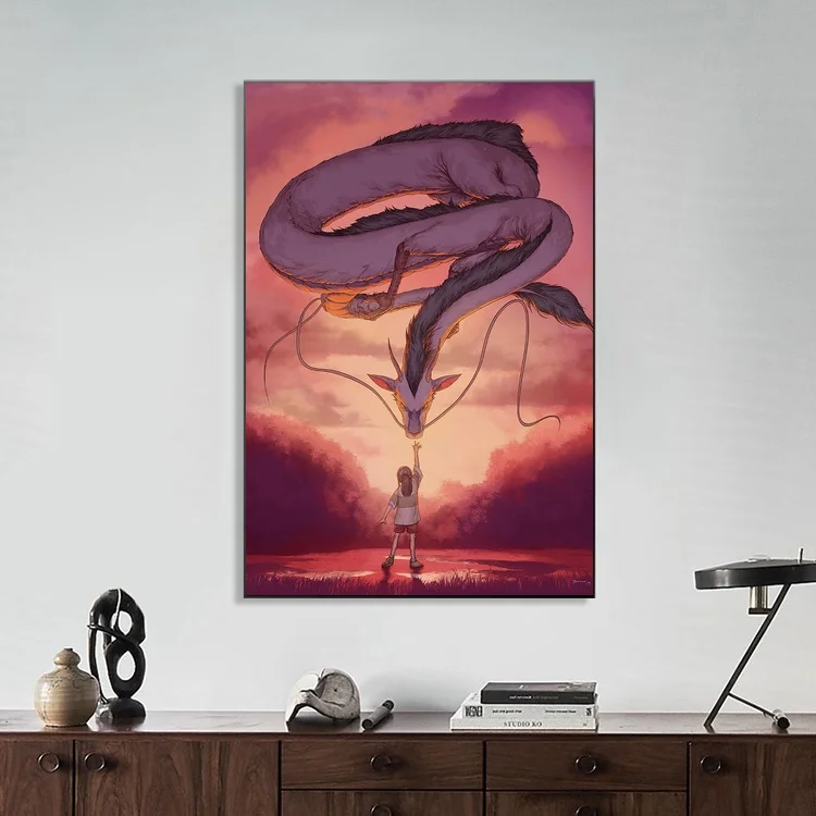 Spirited Away Ghibli Studio Japanese Anime Poster Hayao Miyazaki Wall Art Canvas Gift Idea Birthday (No Frame) | Дом и сад