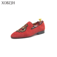 Genuine Leather wedding Loafers Mens Italian Luxury Dress red bottom Shoes Designer Rhinestone Shoes Men High Quality Man Shoes