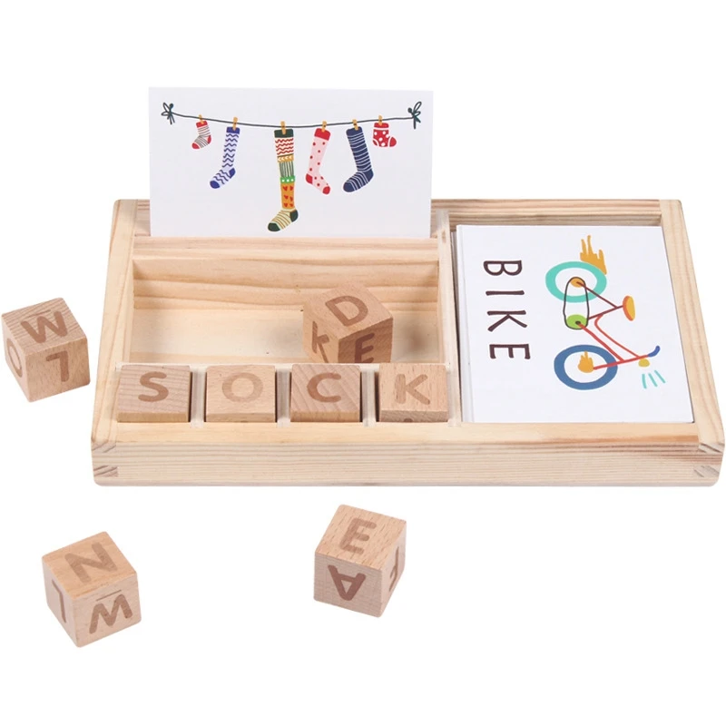 Деревянные картонные английские орфографические алфавиты игры раннего образования развивающие игрушки