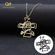 Пользовательское детское рисованное ожерелье, детское художественное произведение искусства персонализированное граффити ожерелье s на заказ ваш дизайн имя логотип ювелирные изделия