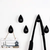 Nordic Wood Wall Hanger Water Drop Shaped Hook Door Back Hanger Key Holder Decorative Hooks Bag Handbag Hat Clothes Wooden Hook 2