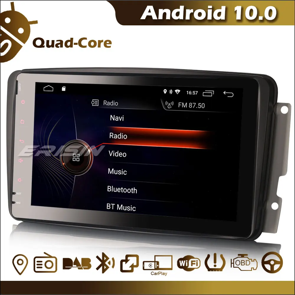 Erisin ES4289C CarPlay 8 &quotAndroid 10 Car Stereo GPS DAB + Радио FM DSP Bluetooth OBD WiFi для Mercedes A/C/CLK/G Class W168 W203 |