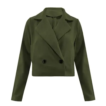 

Women Lapel Coat Cropped Cardigan Slim Trench Winter Autumn Coat Outwear LXH