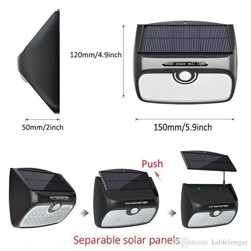 48 LED Solar Light Garden Motion Sensor Light Outdoor Waterproof Solar Panel Power Lights Separate Security Street Path Wall Lamp