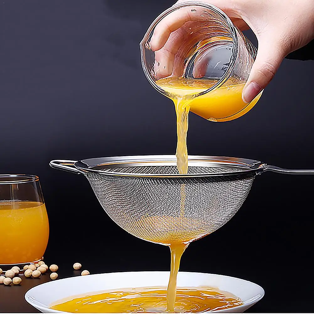New High Quality Kitchen Food Strainer 304 Stainless Steel Wire Fine Mesh Oil Flour Strainer Kitchen Sieve Colander Tools