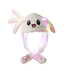 Chapeau lumineux avec oreilles de lapin pour enfants et adultes, en peluche, Flash, dessins animés, cadeau lumineux, Airbag 